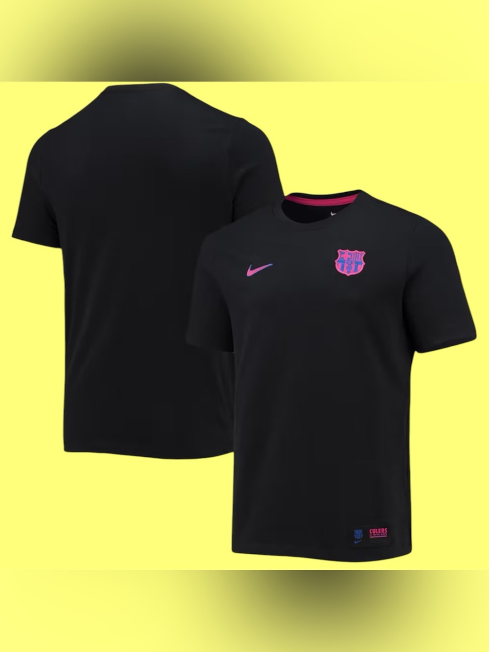 FC Barcelona Travel Tee - Black & Pink Badge 100% Cotton XL